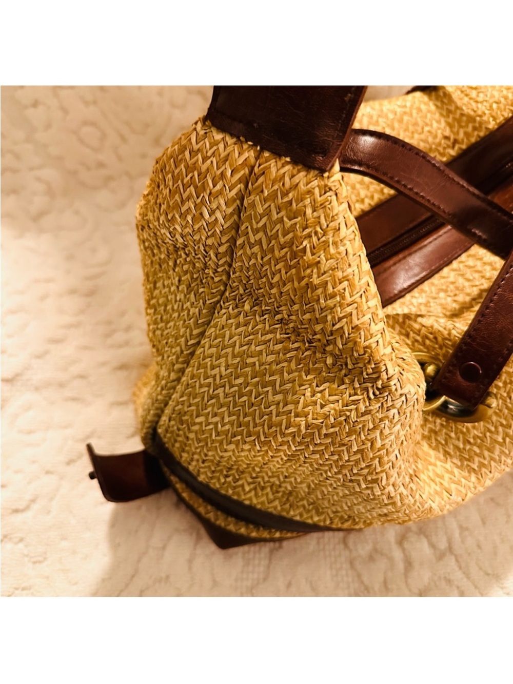 Vintage | Bag | Leather & Straw Shoulder Bag - Picture 5 of 13